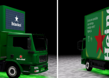 Heineken “inova” com truck sustentável com painéis solares nas laterais durante o Rock in Rio