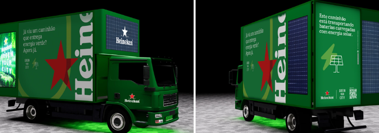 Heineken “inova” com truck sustentável com painéis solares nas laterais durante o Rock in Rio